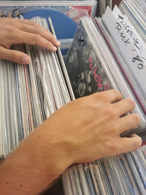 collector thumbing through record store colletion